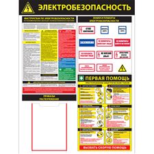 Стенд "Электробезопасность. Инструктаж и первая помощь (Пленка 1000 x 750)"